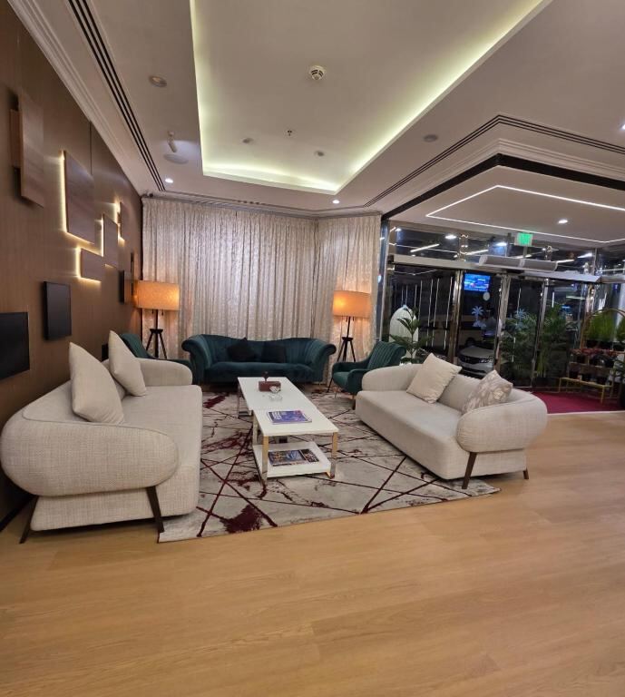 Hotel lounge with seating area